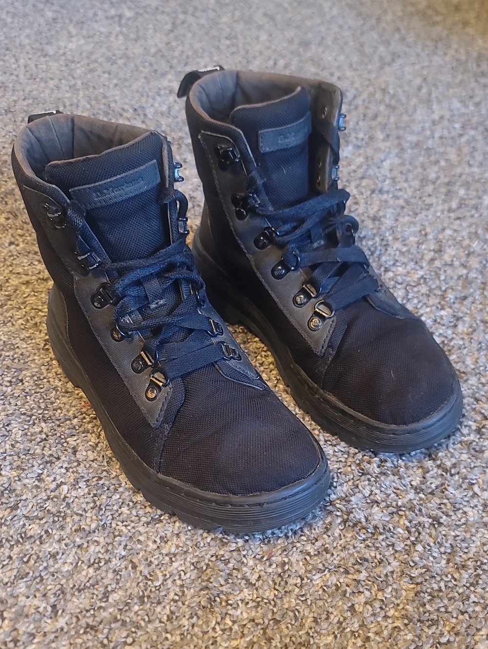 Dr. Martens Combs Poly Casual Combat Boots Black - Women's Size 8